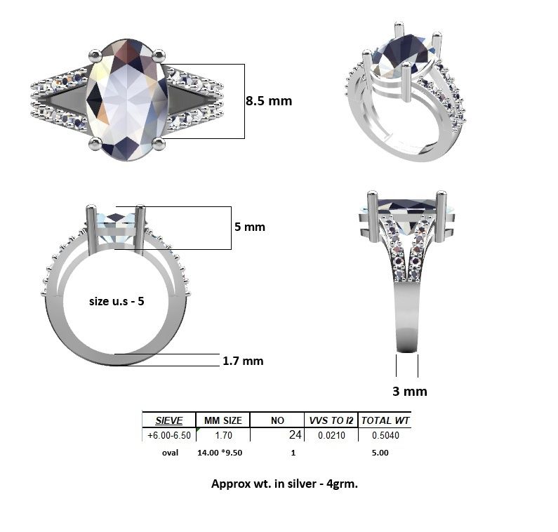 CAD spec sheet for the oval split shank design